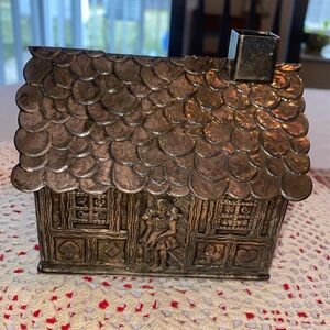 Vintage Silver Plated Hansel & Gretel House Bank With Witch